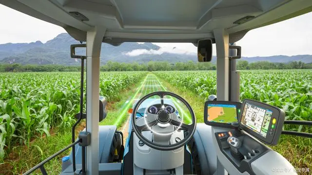La tableta instalada en el vehículo ayuda a la conducción autónoma agrícola