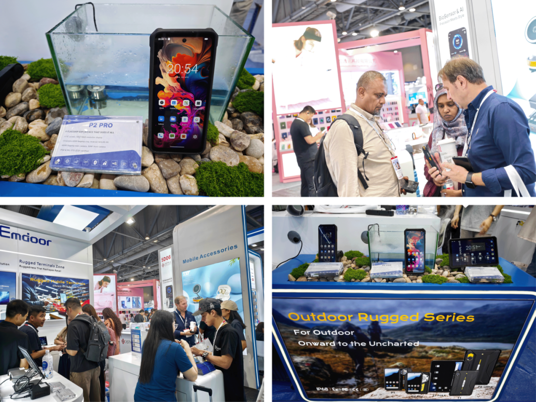 Visitors exploring Emdoor rugged devices designed for outdoor, logistics, Y construction scenarios