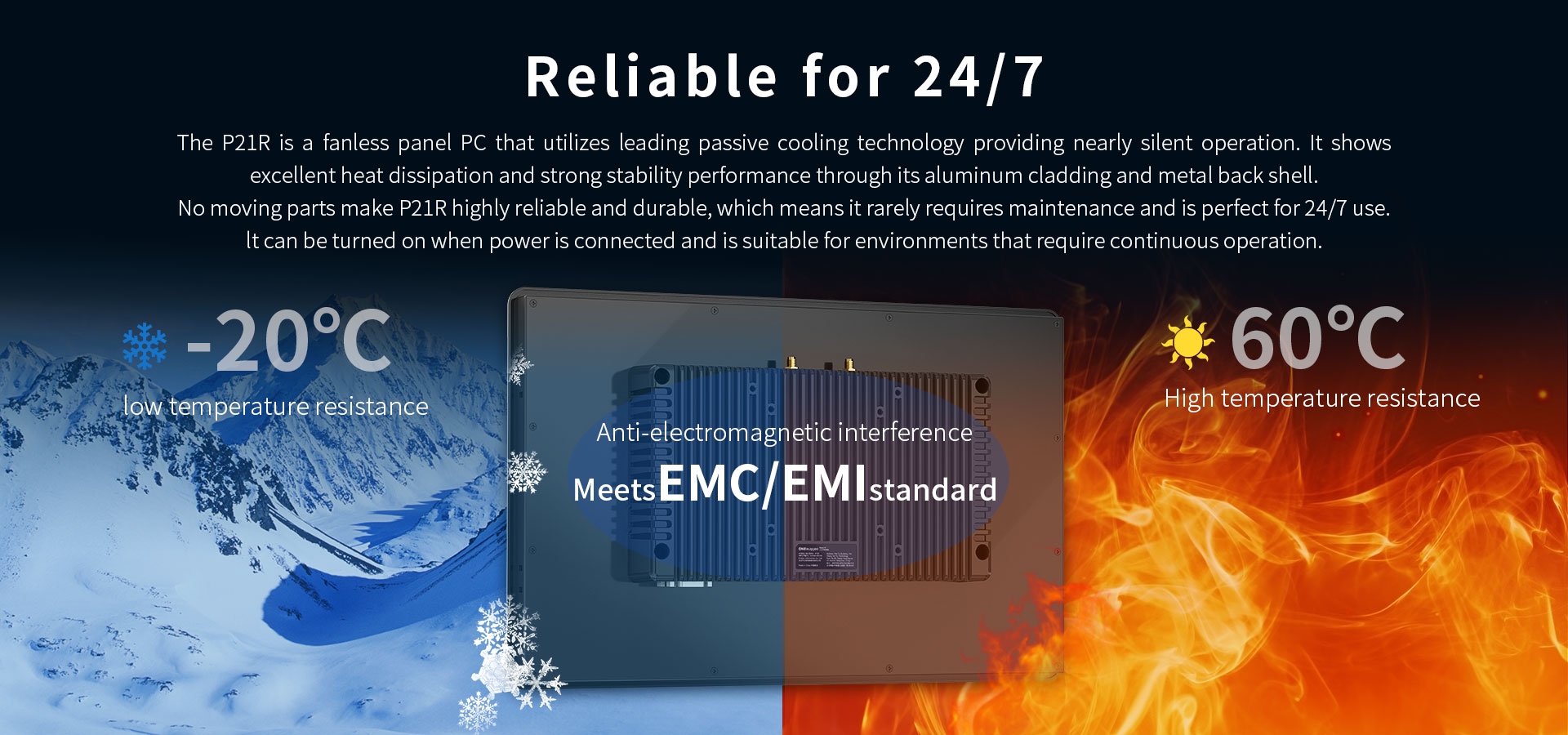 The P2lR is a fanless panel Pc that utilizes leading passive cooling technology providing nearly silent operation. 