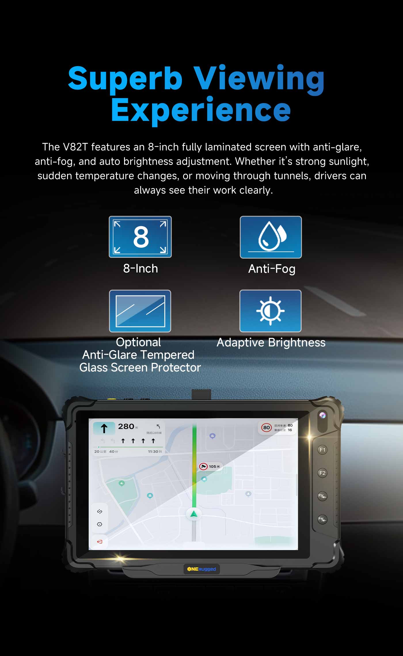 Magnífico Experiencia de visualización with 8-inch Screen