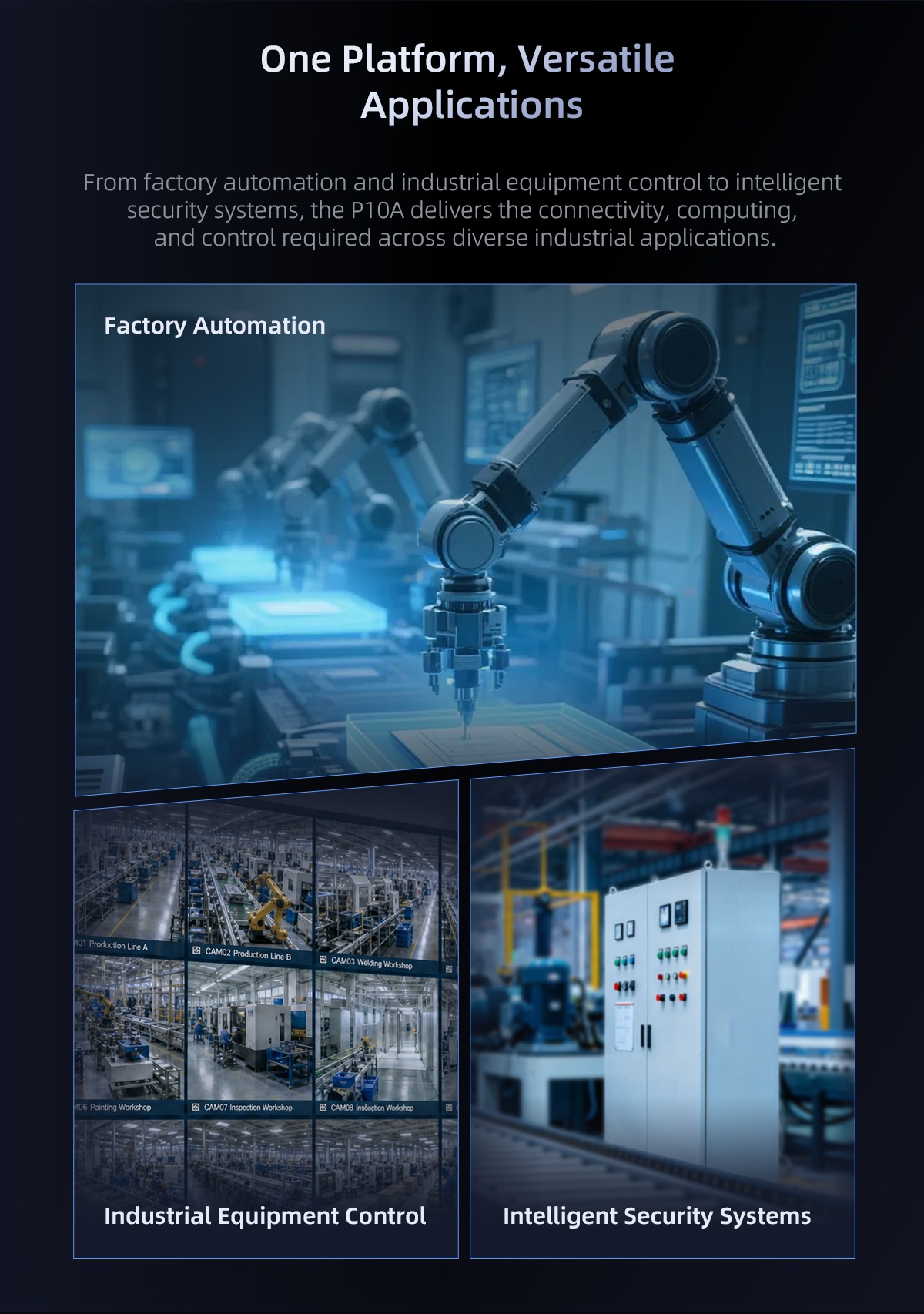 P10A industrial panel PC for factory automation and equipment control applications
