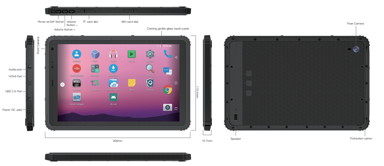 Emdoor 10'' Tablet PC Android EM-Q18 PC resistente